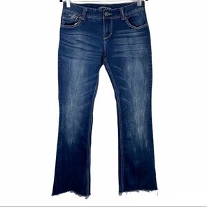 Amethyst Jeans Dark Wash Boot Cut Raw Hem